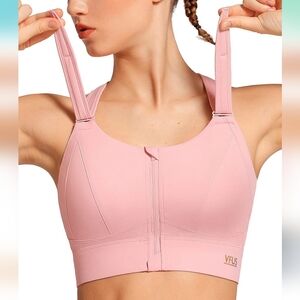 PLUS SIZE VFUS Zip Front High Impact Sports Bra Full Coverage
